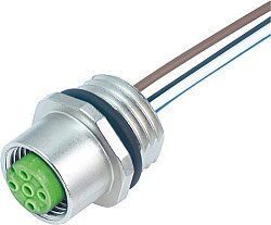 7000-13561-9750200 M12 female recept. A-cod. front PUR-wires 5x0.34 2m