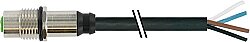 7000-13617-6140100 M12 female recept. A-kod. with cable rear PVC 4x0.34 bk UL/CSA 1m