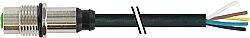 7000-13627-7320300 M12 female recept. A-cod. rear PUR 5x0.34 bk UL/CSA+drag ch. 3m