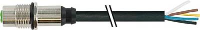 7000-13627-7320300 M12 female recept. A-cod. rear PUR 5x0.34 bk UL/CSA+drag ch. 3m - 1