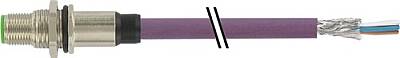 7000-14131-8410150 M12 male recept. B-cod. rear PUR 1x2xAWG24 shielded vt UL/CSA+drag ch. 1.5m - 1