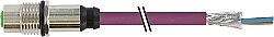7000-14171-8410400 M12 female recept. B-cod. rear PUR 1x2xAWG24 shielded vt UL/CSA+drag ch. 4m