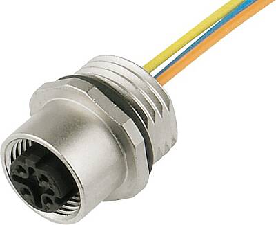 7000-14501-9760020 M12 female recept. D-cod. front PE wires 4x0.34 0.2m - 1