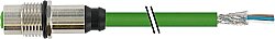 7000-14511-7960500 M12 female recept. D-cod. shielded rear PUR 1x4xAWG22 shielded gn UL/CSA+drag ch. 5m