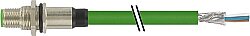 7000-14551-7941500 M12 male recept. D-cod. shielded rear PUR 1x4xAWG22 shielded gn UL/CSA 15m
