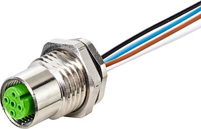 7000-17185-9850050 M12 female recept. A-cod. rear PUR-wires 8x0.34 0.5m - 1