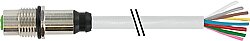 7000-17197-2920200 M12 female recept. A-cod. rear PUR 8x0.25 gy UL/CSA+drag ch. 2m