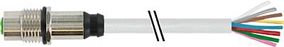 7000-17197-2920500 M12 female recept. A-cod. rear PUR 8x0.25 gy UL/CSA+drag ch. 5m - 1