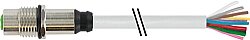 7000-19197-3011000 M12 female recept. A-cod. rear PUR 12x0.25 gy UL/CSA+drag ch. 10m