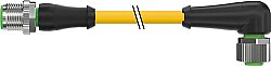 7000-40101-0330060 M12 male 0° / M12 female 90° A-cod. PUR 3x0.34 ye UL/CSA+drag ch. 0.6m - 1
