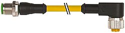 7000-40162-0330060 M12 male 0° / M12 female 90° A-cod. PUR 3x0.34 ye UL/CSA+drag ch. 0,6m