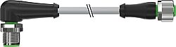 7000-40181-2530100 M12 male 90° / M12 female 0° A-cod. PUR 3x0.34 gy UL/CSA+robot+drag ch. 1m