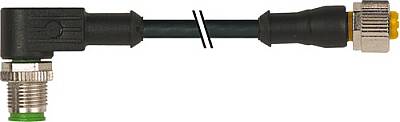 7000-40192-6130030 M12 male 90° / M12 female 0° A-cod. PVC 3x0.34 bk UL/CSA 0.3m - 1