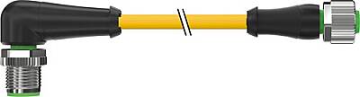 7000-40201-0340100 M12 male 90° / M12 female 0° A-cod. PUR 4x0.34 ye UL/CSA+drag ch. 1m - 1