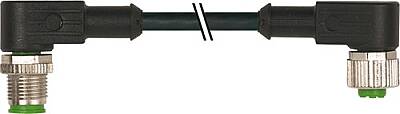 7000-40301-6130060 M12 male 90° / M12 female 90° A-cod. PVC 3x0.34 bk UL/CSA 0.6m - 1