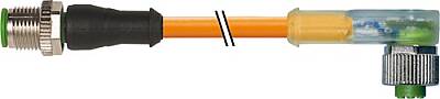 7000-40321-8450030 M12 male 0° / M12 female 90° A-cod. LED PUR 3x0.34 or UL/CSA+robot+drag ch. 0.3m - 1