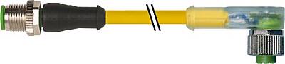 7000-40341-0540060 M12 male 0° / M12 female 90° A-cod. LED PUR 4x0.34 ye UL/CSA+robot+drag ch. 0.6m - 1