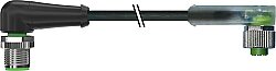 7000-40421-6340090 M12 male 90° / M12 female 90° A-cod. LED PUR 4x0.34 bk UL/CSA+drag ch. 0.9m