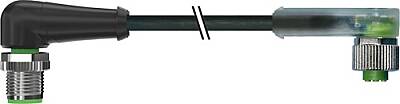 7000-40421-6540150 M12 male 90° / M12 female 90° A-cod. LED PUR 4x0.34 bk UL/CSA+robot+drag ch. 1.5m - 1