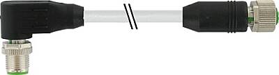 7000-40471-2420100 M12 male 90° / M12 female 0° A-cod. shielded PUR 5x0.34 shielded gy UL/CSA+drag ch. 1m - 1