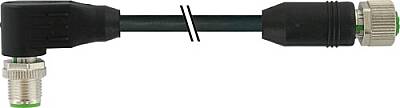 7000-40471-6420140 M12 male 90° / M12 female 0° A-cod. shielded PUR 5x0.34 shielded bk UL/CSA+drag ch. 1.4m - 1