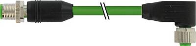 7000-40511-8201100 M12 male 0° / M12 female 90° A-cod. shielded PUR 4x0.34 shielded gn 11m - 1