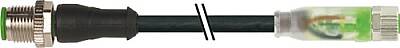 7000-40571-6500100 M12 male 0° / M8 female 0° A-cod. LED PUR 3x0.25 bk UL/CSA+robot+drag ch. 1m - 1