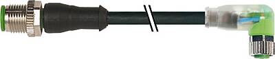 7000-40632-6340200 M12 male 0° / M8 female 90° A-cod. LED PUR 4x0.34 bk UL/CSA+drag ch. 2.0 - 1