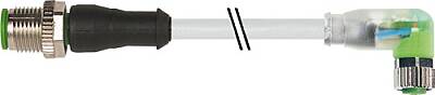 7000-40641-2500300 M12 male 0° / M8 female 90° A-cod. LED PUR 3x0.25 gy UL/CSA+robot+drag ch. 3m - 1