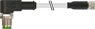 7000-40661-2300030 M12 male 90° / M8 female 0° A-cod. PUR 3x0.25 gy UL/CSA+drag ch. 0.3m - 1
