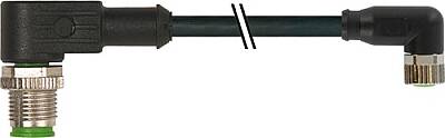 7000-40681-6300030 M12 male 90° / M8 female 90° A-cod. PUR 3x0.25 bk UL/CSA+drag ch. 0.3m - 1