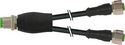 7000-40701-6332000 Y-Distributor M12 male / M12 female 0° A-cod. PUR 3x0.34 bk UL/CSA+drag ch. 20m - 1