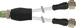 7000-40721-2330100 Y-Distributor M12 male / M12 female 0° A-cod. PUR 3x0.34 gy UL/CSA+drag ch. 1m