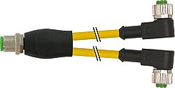 7000-40741-0530200 Y-Distributor M12 male / M12 female 90° A-cod. PUR 3x0.34 ye UL/CSA+robot+drag ch. 2m