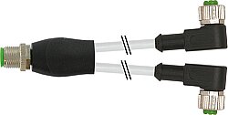 7000-40741-2132000 Y-Distributor M12 male / M12 female 90° A-cod. PVC 3x0.34 gy UL/CSA 20m