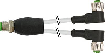 7000-40741-2330250 Y-Distributor M12 male / M12 female 90° A-cod. PUR 3x0.34 gy UL/CSA+drag ch. 2.5m - 1