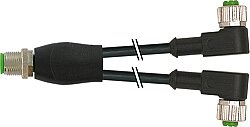 7000-40741-6330400 Y-Distributor M12 male / M12 female 90° A-cod. PUR 3x0.34 bk UL/CSA+drag ch. 4m