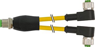 7000-40761-0130100 Y-Distributor M12 male / M12 female 90° A-cod. PVC 3x0.34 ye UL/CSA 1m - 1
