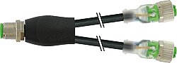 7000-40771-6330030 Y-Distributor M12 male / M12 female 0° A-cod. LED PUR 3x0.34 bk UL/CSA+drag ch. 0.3m