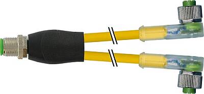 7000-40781-0130030 Y-Distributor M12 male / M12 female 90° A-cod. LED PVC 3x0.34 ye UL/CSA 0.3m - 1