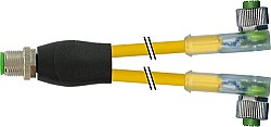 7000-40781-0530150 Y-Distributor M12 male / M12 female 90° A-cod. LED PUR 3x0.34 ye UL/CSA+robot+drag ch. 1.5m
