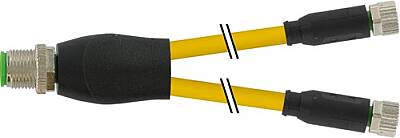 7000-40821-0100015 Y-Distributor M12 male / M8 female 0° A-cod. PVC 3x0.25 ye UL/CSA 0.15m - 1