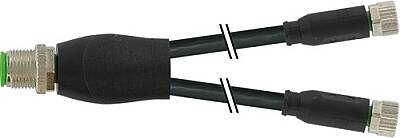 7000-40821-6100090 Y-Distributor M12 male / M8 female 0° A-cod. PVC 3x0.25 bk UL/CSA 0.9m - 1