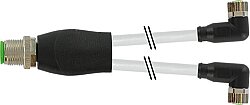 7000-40841-2300300 Y-Distributor M12 male / M8 female 90° A-cod. PUR 3x0.25 gy UL/CSA+drag ch. 3m