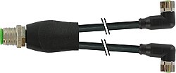 7000-40841-6300500 Y-Distributor M12 male / M8 female 90° A-cod. PUR 3x0.25 bk UL/CSA+drag ch. 5m