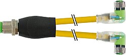 7000-40861-0100200 Y-Distributor M12 male / M8 female 90° A-cod. LED PVC 3x0.25 ye UL/CSA 2m