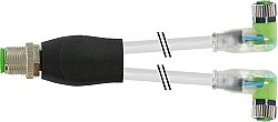 7000-40861-2300030 Y-Distributor M12 male / M8 female 90° A-cod. LED PUR 3x0.25 gy UL/CSA+drag ch. 0.3m