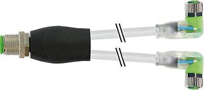 7000-40861-2300200 Y-Distributor M12 male / M8 female 90° A-cod. LED PUR 3x0.25 gy UL/CSA+drag ch. 2m - 1