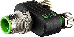 7000-41201-0000000 T-Coupler M12 male / 2x M8 female A-cod. 4-pol. / 2x 3-pol.