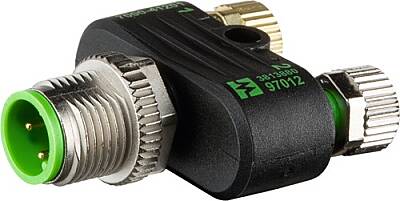 7000-41201-0000000 T-Coupler M12 male / 2x M8 female A-cod. 4-pol. / 2x 3-pol. - 1